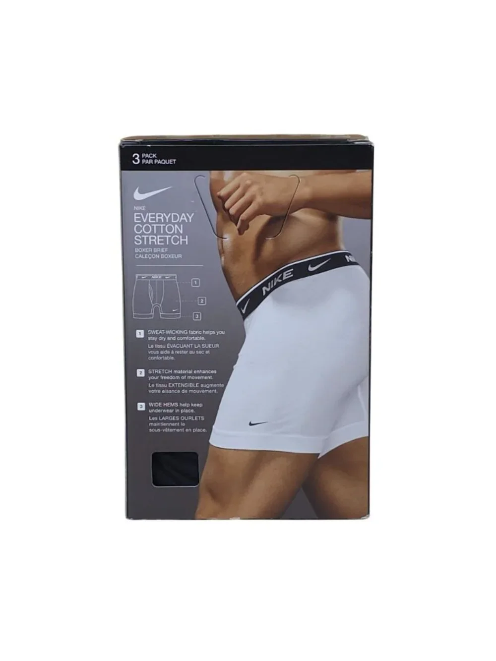 Nike Everyday Cotton Stretch Boxer Briefs 3-Pack Small With Dri-Fit Technology